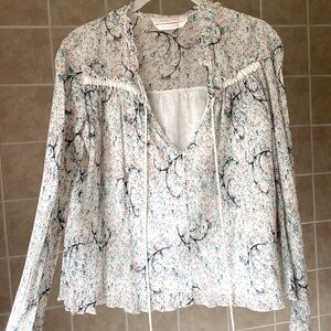 See By Chloe Pink and Blue Tie Front Blouse